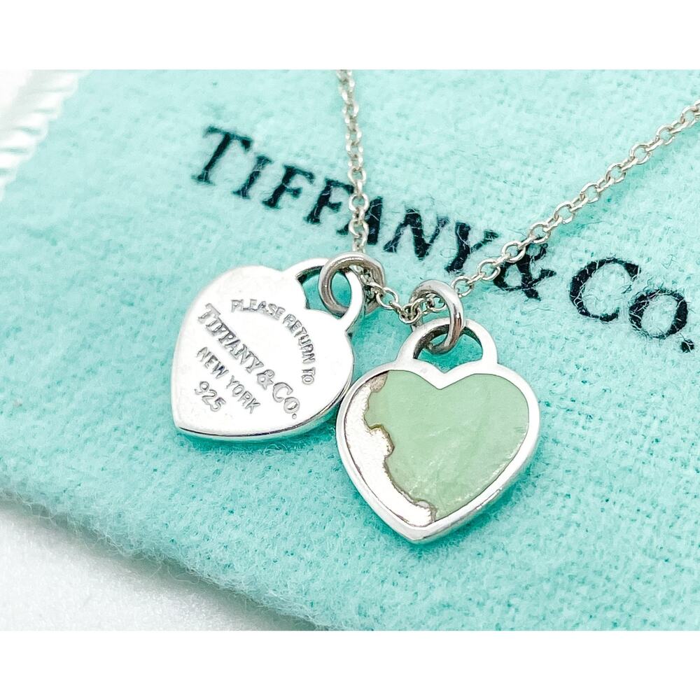 DAMAGED Tiffany & Co. Return To Tiffany Mini Blue Double Heart Necklace 16"